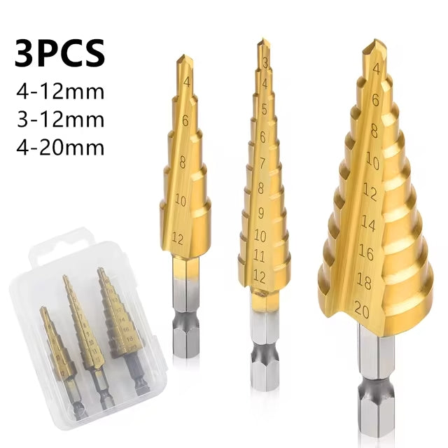 3-teiliges Stufenbohrer-Set