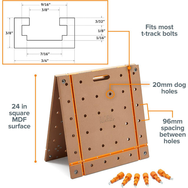 OX TOOLS - BORA Centipede 2 x 4ft T-Track Tabletop - 20mm Dog Holes | Arbeitsplatte