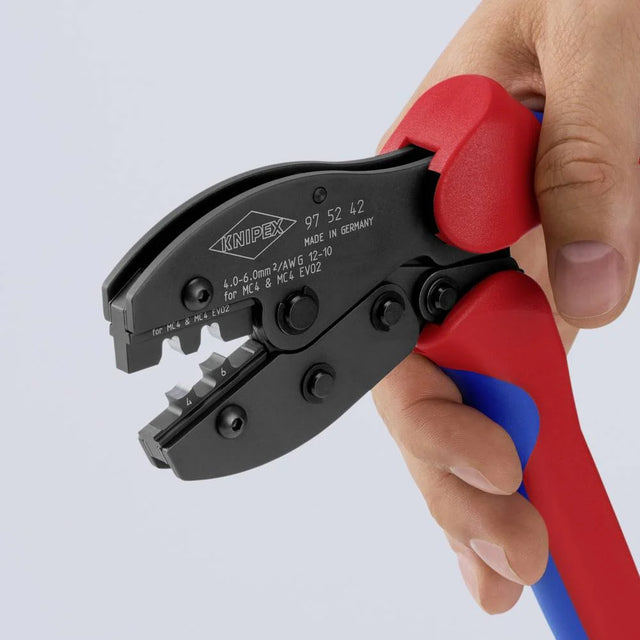 KNIPEX PreciForce® Crimpzange für MC4-/MC4 EVO 2-Steckverbinder für Photovoltaik Montage